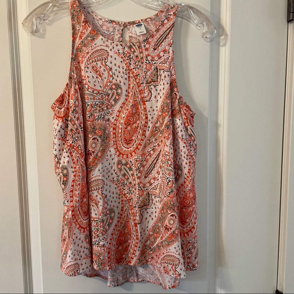 Old Navy Coral Paisley Sleeveless Flowy Top Size M
